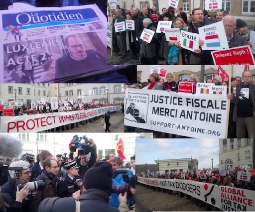 Photomontage summarizing the opening day of the LuxLeaks appel trial