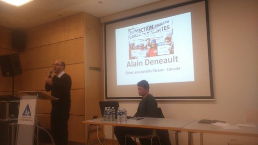 Alain Deneault, speaking on Sunday evening