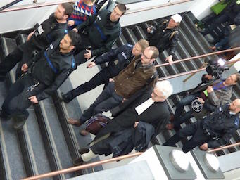 Antoine, walking down the courthouse stairs