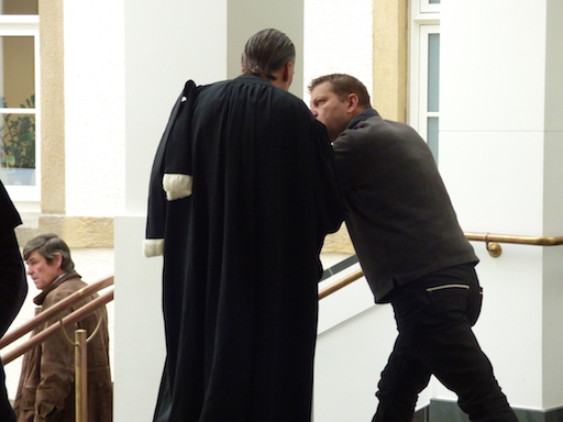 Raphaël Halet, talking to his lawyer.