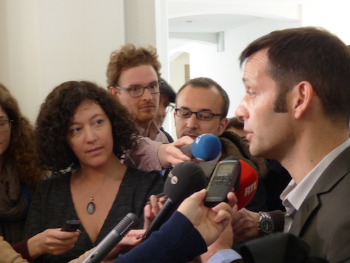 Édouard Perrin, interviewé à la sortie d'audience